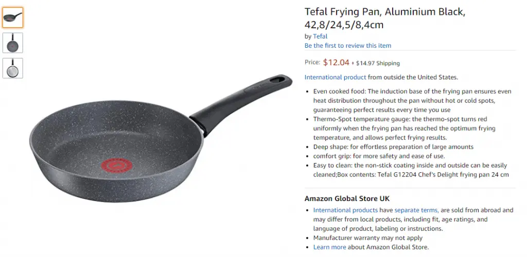 Ecommerce product listing example