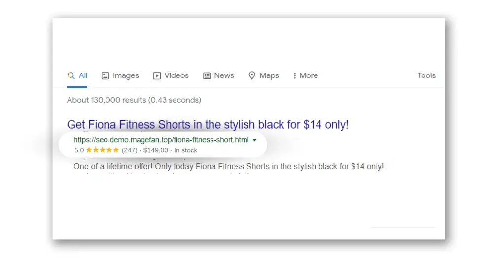 Ecommerce product search result