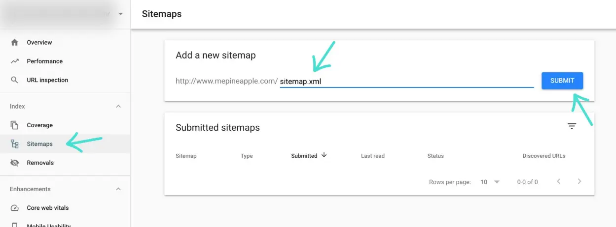 Google Search Console sitemap submission