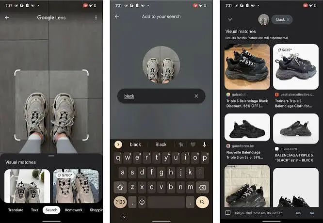 Google Lens visual shopping search