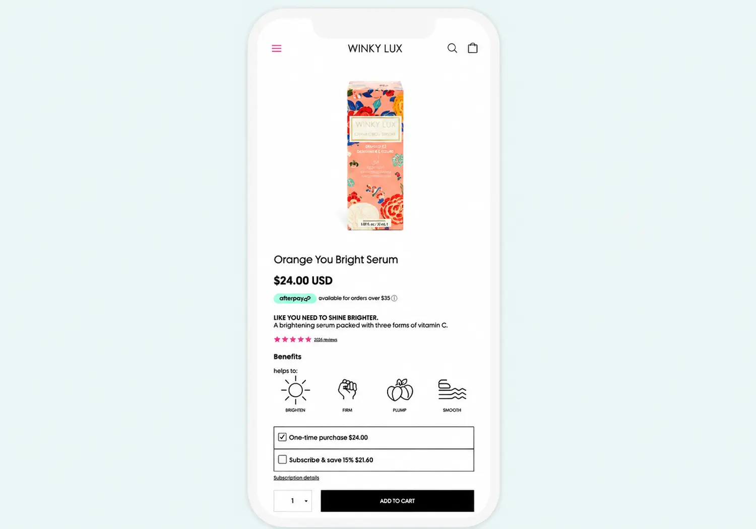 Mobile serum product page