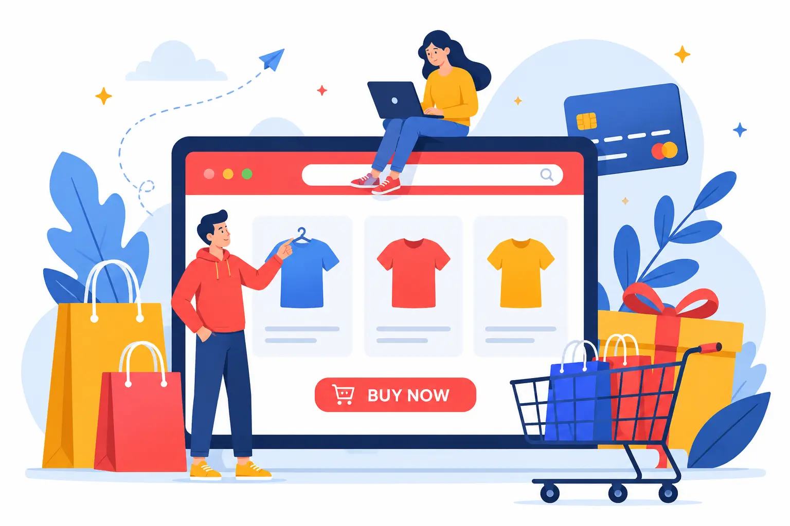Online shopping website with products and shopping cart