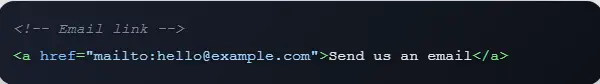 HTML mailto link example for sending email