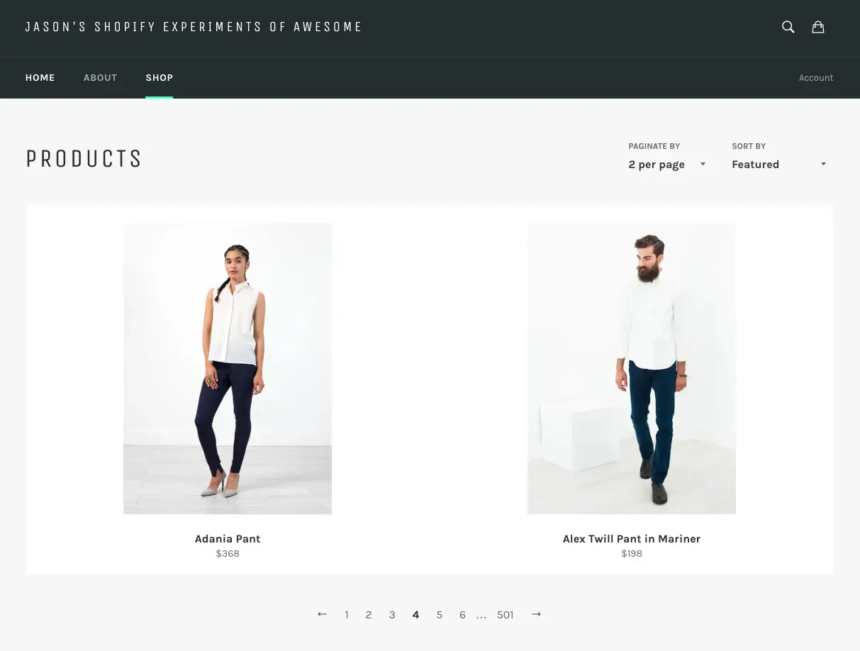 Shopify collection page pagination