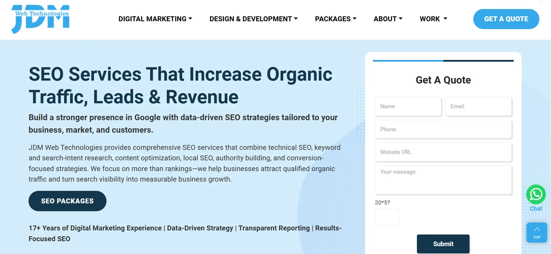 JDM Web Technologies SEO services page