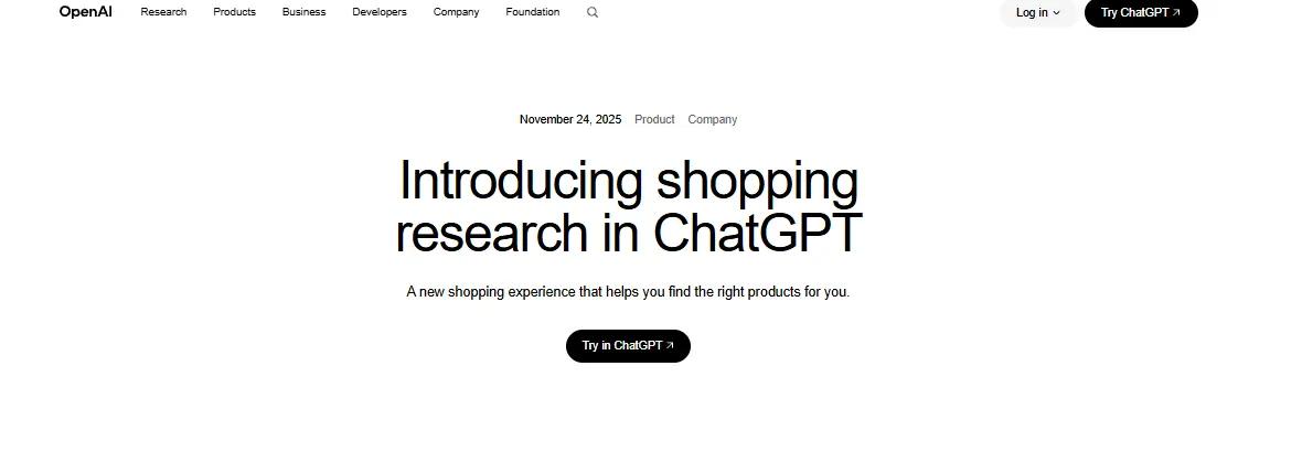 OpenAI ChatGPT shopping research announcement