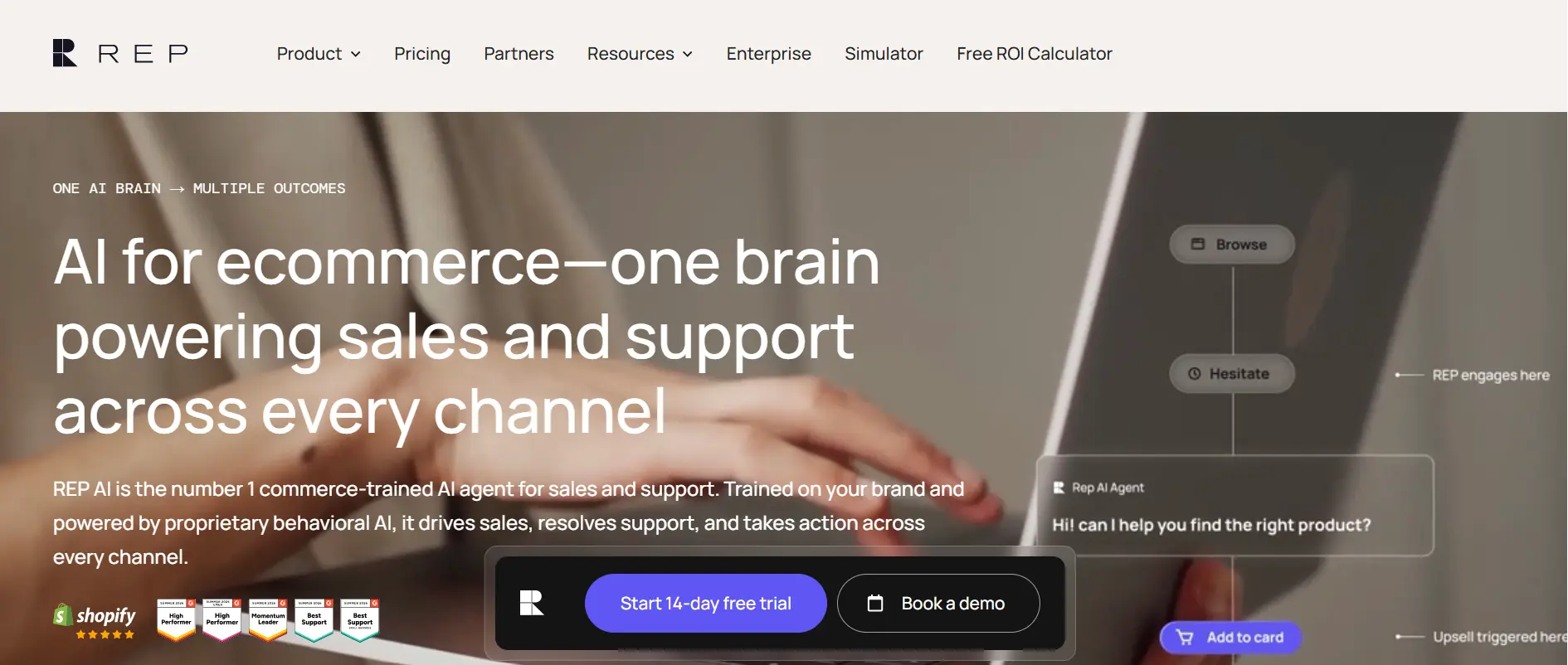REP AI ecommerce sales platform homepage