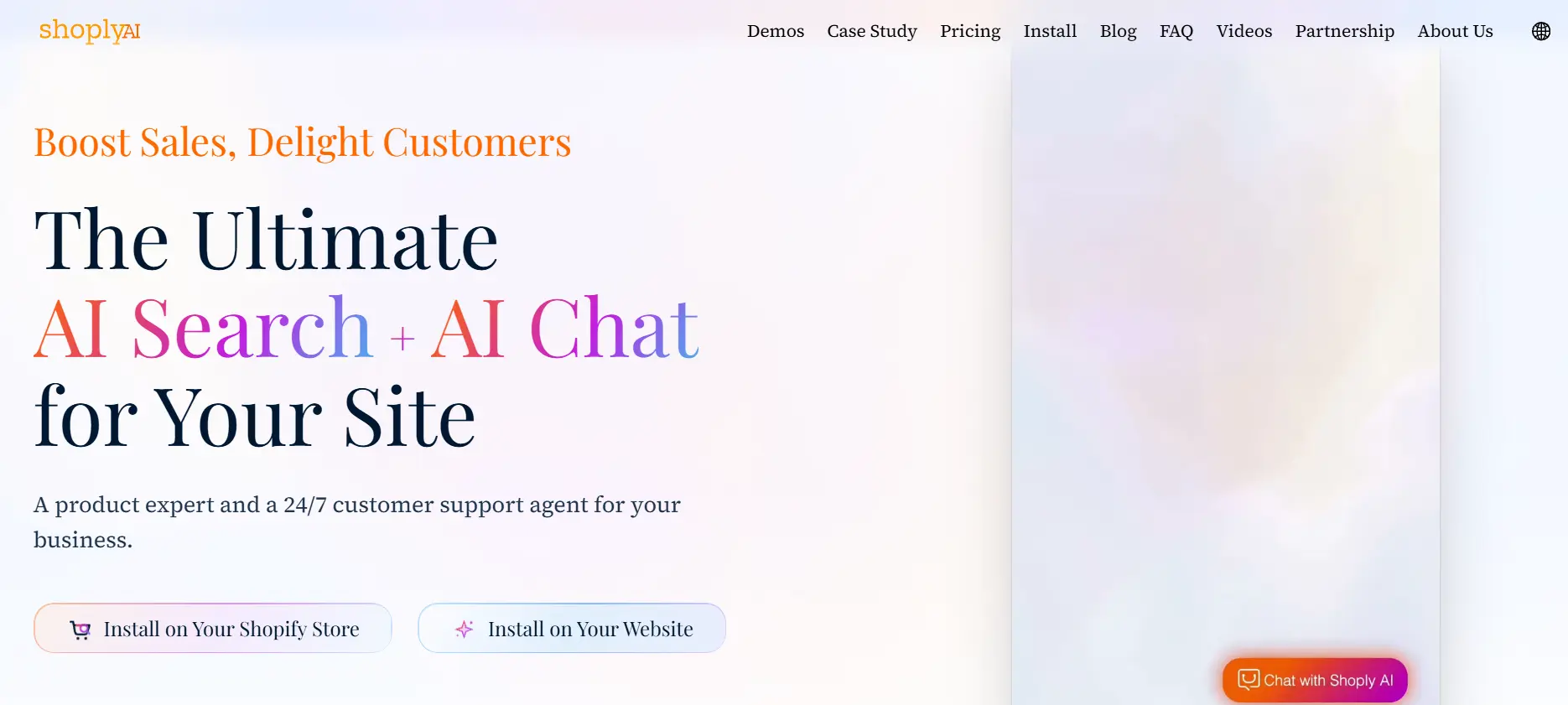 Shoply AI search and chat platform homepage