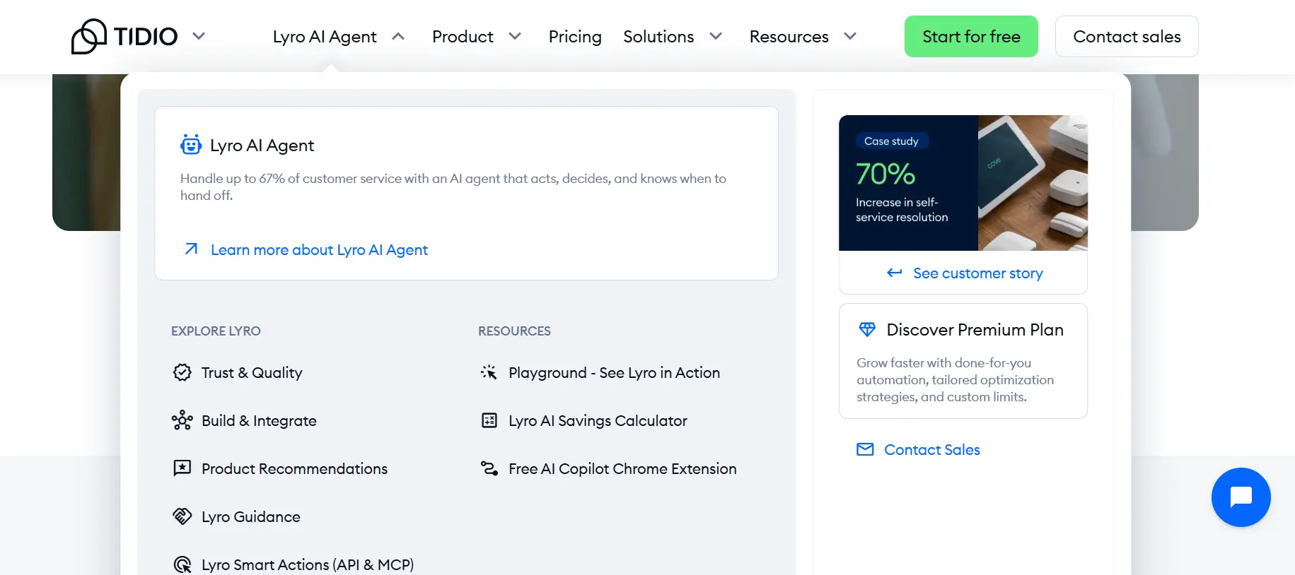 Tidio AI customer service website homepage