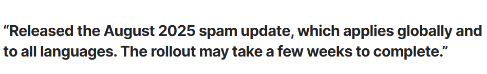 Google Release August 2025 Spam Update