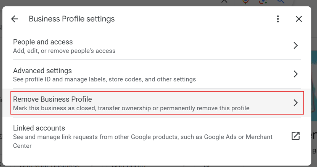 Remove Business Profile