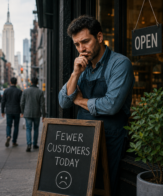 Small business owner standing outside his NYC shop