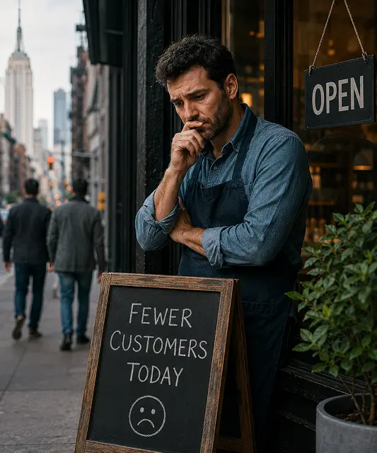 Small business owner standing outside his NYC shop