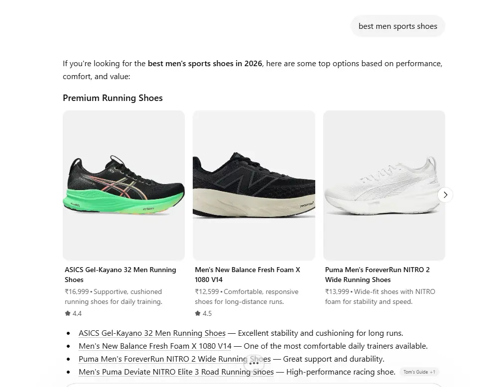 AI search product recommendations