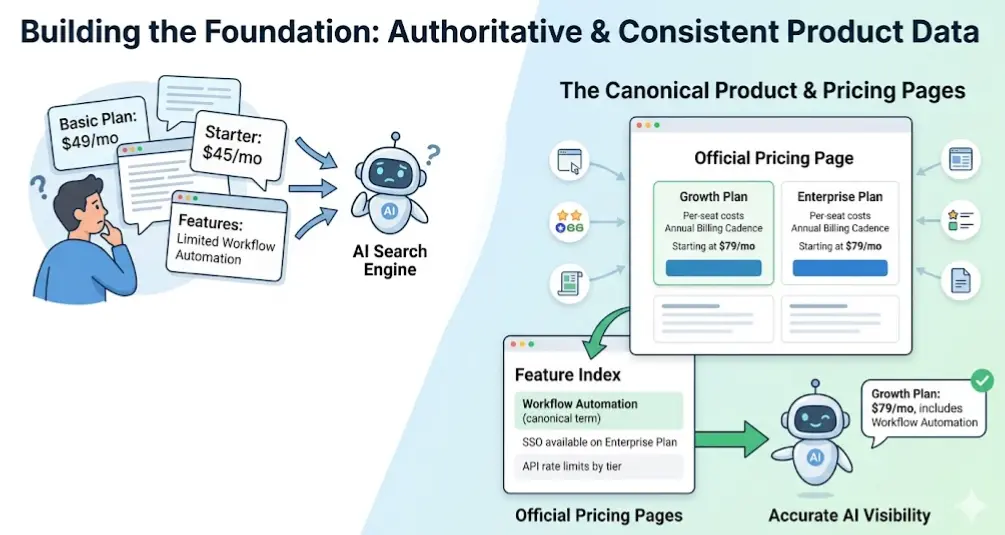 AI product data for SaaS search visibility