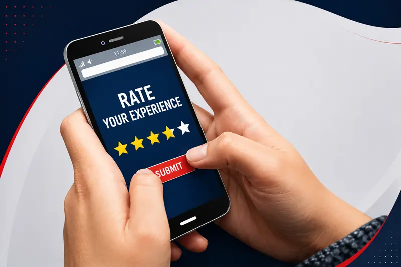 Mobile user leaving a customer rating