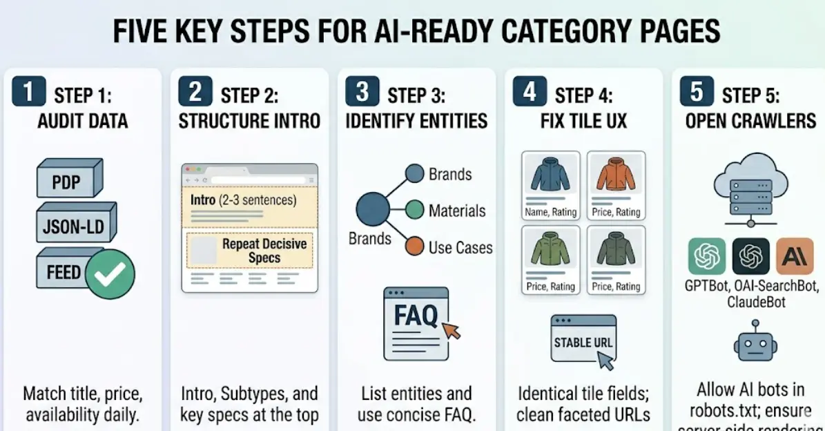 Five steps for AI-ready category pages