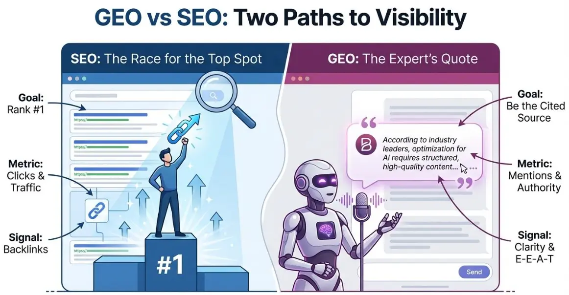 SEO vs GEO infographic