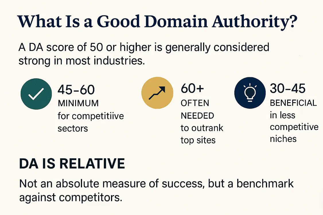 Domain Authority score ranges for SEO competitiveness