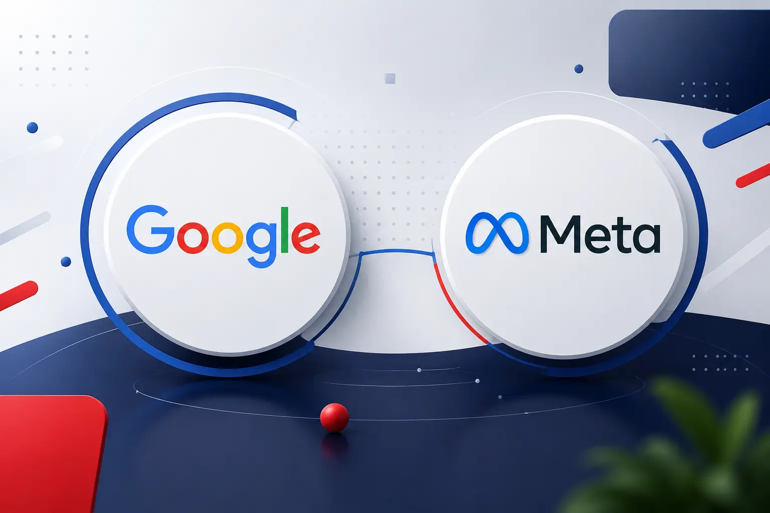 Google and Meta digital advertising platform comparison illustration