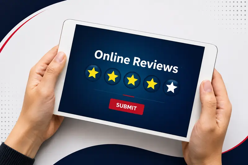 Customer submitting an online business review