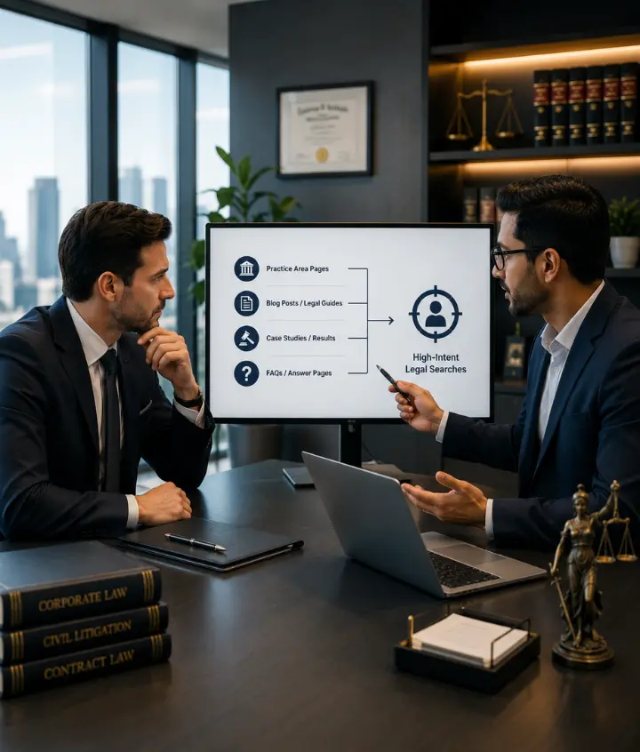 What Content Should a Law Firm Produce to Rank for High-Intent Legal Searches